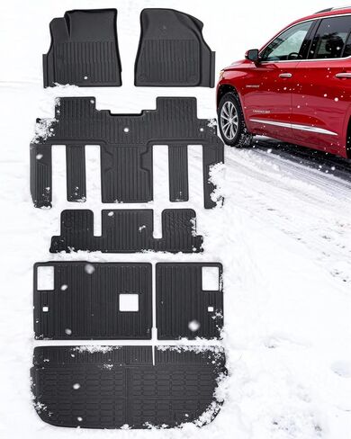 All Weather Floor Mats & Cargo Liner Custom Fit for Chevy Traverse 2009-2017 (Only Fits Captain's Chairs), Front 2nd Backrest Trunk Mats for Buick Enclave 2009-2017, TPE Anti-Slip Car Accessories in Saudi Arabia