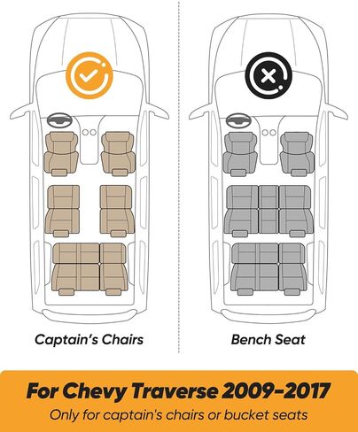 All Weather Floor Mats & Cargo Liner Custom Fit for Chevy Traverse 2009-2017 (Only Fits Captain's Chairs), Front 2nd Backrest Trunk Mats for Buick Enclave 2009-2017, TPE Anti-Slip Car Accessories in Saudi Arabia
