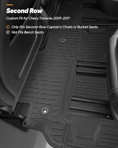All Weather Floor Mats & Cargo Liner Custom Fit for Chevy Traverse 2009-2017 (Only Fits Captain's Chairs), Front 2nd Backrest Trunk Mats for Buick Enclave 2009-2017, TPE Anti-Slip Car Accessories in Saudi Arabia