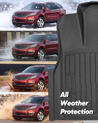 All Weather Floor Mats & Cargo Liner Custom Fit for Chevy Traverse 2009-2017 (Only Fits Captain's Chairs), Front 2nd Backrest Trunk Mats for Buick Enclave 2009-2017, TPE Anti-Slip Car Accessories in Saudi Arabia