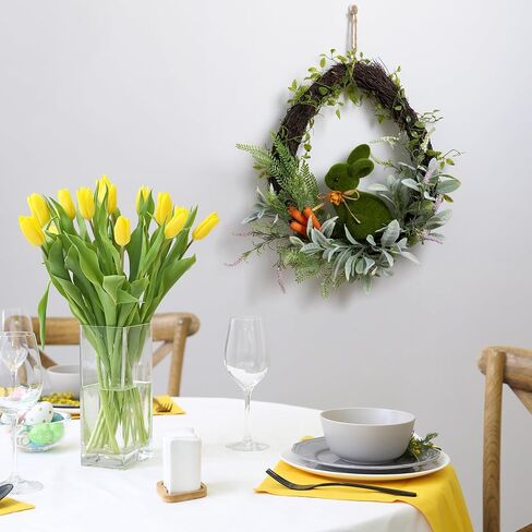 Easter Wreath for Front Door 18" Rustic Moss Bunny Floral Wreath Rabbit Decorations Spring Decor Door Wreath for Home Party Easter Gifts Celebrations in Saudi Arabia
