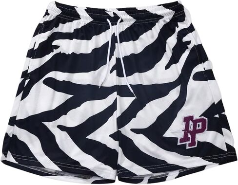 GORGLITTER Men's Y2k Zebra Print Graphic Shorts Letter Patched Drawstring Waist Workout Gym Athletic Basketball Shorts in Saudi Arabia