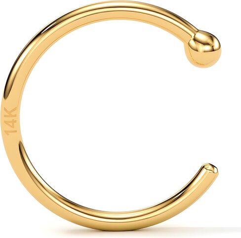 14k Solid Yellow Gold Nose Hoop Nose Ring, Real Gold Hypoallergenic Nose Piercing Jewelry - Handmade in USA by Master Jeweler, 20 Gauge 5/16" in Saudi Arabia