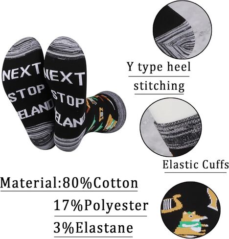 JXGZSO Ireland Trip Gift Next Stop Ireland Socks Ireland Travel Gift Ireland Themed Socks Ireland Symbols Souvenir Gift in Saudi Arabia