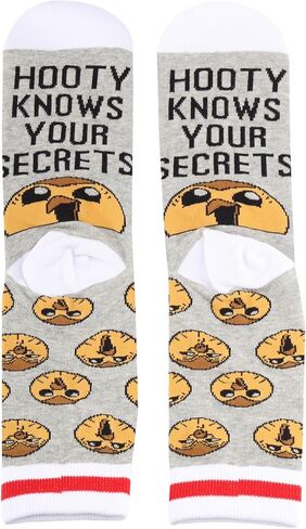 ZJXHPO Owl Cartoon Inspired Crew Sock Hooty Knows Your Secrets Novelty Sock Hooty Themed Gift Hooty Emotions Gift (US, Alpha, Medium, Regular, Regular, Hooty Sock) in Saudi Arabia