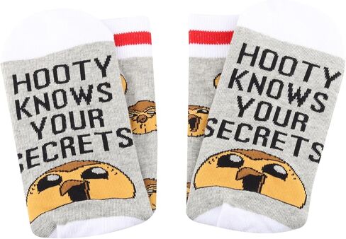 ZJXHPO Owl Cartoon Inspired Crew Sock Hooty Knows Your Secrets Novelty Sock Hooty Themed Gift Hooty Emotions Gift (US, Alpha, Medium, Regular, Regular, Hooty Sock) in Saudi Arabia