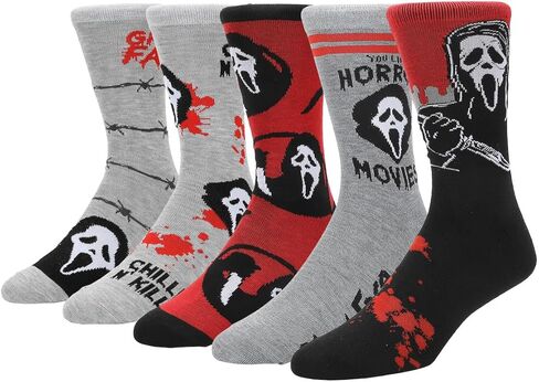 Bioworld Ghostface You Like Horror Movies? Character Art and Icons Men's 5-Pack Casual Crew Socks in Saudi Arabia