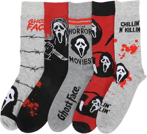 Bioworld Ghostface You Like Horror Movies? Character Art and Icons Men's 5-Pack Casual Crew Socks in Saudi Arabia