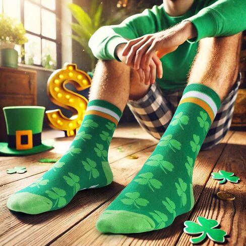 جوارب Vechog St. Patrick's Day للرجال والنساء - جوارب Lucky Green Shamrock in Kuwait