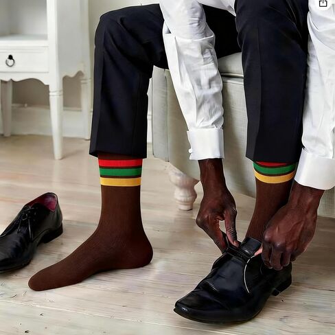 جوارب سوداء لشهر التاريخ للرجال والنساء، 3 أزواج من الجوارب المبتكرة ذات العلم الأفريقي من جوارب Juneteenth Dress in Kuwait