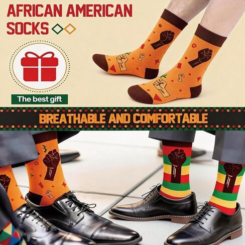 جوارب سوداء لشهر التاريخ للرجال والنساء، 3 أزواج من الجوارب المبتكرة ذات العلم الأفريقي من جوارب Juneteenth Dress in Kuwait