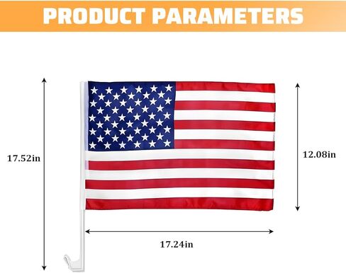 American Car Window Flags, 2PCS 17" × 12" Double Sided Patriotic USA Vehicle Flag with Window Clip & Flag Pole, Automotive Decoration Accessories, Universal for SUV Sedan Truck in Saudi Arabia