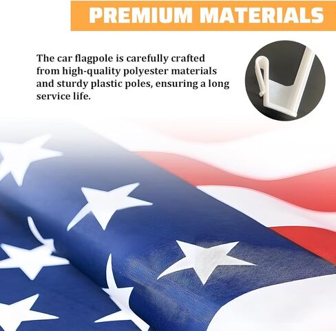 American Car Window Flags, 2PCS 17" × 12" Double Sided Patriotic USA Vehicle Flag with Window Clip & Flag Pole, Automotive Decoration Accessories, Universal for SUV Sedan Truck in Saudi Arabia