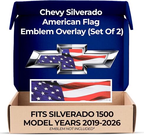 Chevy Silverado American Flag Grille Tailgate Bowtie Overlay Decals 2019-2026 Set of 2 in Saudi Arabia