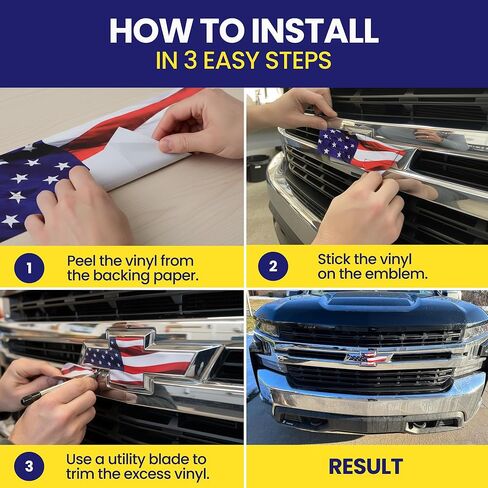 Chevy Silverado American Flag Grille Tailgate Bowtie Overlay Decals 2019-2026 Set of 2 in Saudi Arabia