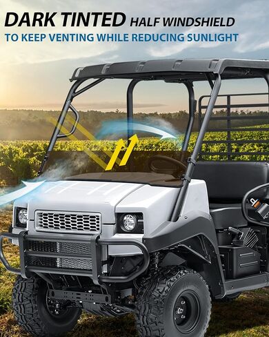 SAUTVS زجاج أمامي نصف أمامي داكن اللون لـ Kawasaki Mule 4000 4010، زجاج أمامي نصف بولي متين خفيف لملحقات Kawasaki Mule 4000 4010 2009-2026 in Saudi Arabia