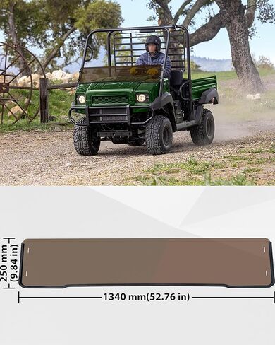 SAUTVS زجاج أمامي نصف أمامي داكن اللون لـ Kawasaki Mule 4000 4010، زجاج أمامي نصف بولي متين خفيف لملحقات Kawasaki Mule 4000 4010 2009-2026 in Saudi Arabia