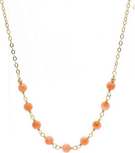 LTC Designs 14k Gold-Filled Chain Necklace with Genuine Coral Beads, 16" + 2" extender for Women and Friends in Saudi Arabia