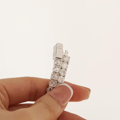 Moissanite Tennis Necklace 3mm-6.5mm (0.1-0.5CT) D/VVS1 Round Cut, 14K White Gold Plated 925 Silver, Hypoallergenic Jewelry Gift for Women Men with GRA Certificate. (3MM, 14 inches) in Saudi Arabia