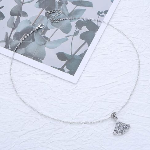 Vintage Crystal Skirt Pendant Necklace Boho Cz Fan-shaped Necklace Rhinestone Princess Skirt Choker Necklace Sparkly Cz Choker Necklace for Women in Kuwait