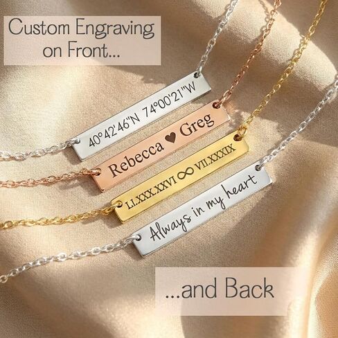 Custom Name Necklace – A Meaningful Gift That Lasts | Long Distance Relationship Gifts | 14k Gold Filled or 925 Sterling Silver Necklace with Initials | Personalized Names, Coordinates, Roman Numerals in Saudi Arabia