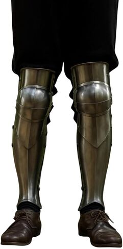 درع ساق فارس العصور الوسطى - حواجز الساق مع أغطية الركبة - ساق فولاذية قياس 18 أ - واقي ساق تلميع كامل للفخذ، زي LARP/عصر النهضة/الكوسبلاي in Kuwait