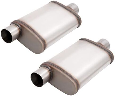 Universal Street Muffler 3" Offset In 3" Center Out Set of 2 409 Stainless Steel Silvery in Saudi Arabia