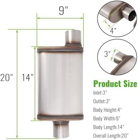 Universal Street Muffler 3" Offset In 3" Center Out Set of 2 409 Stainless Steel Silvery in Saudi Arabia