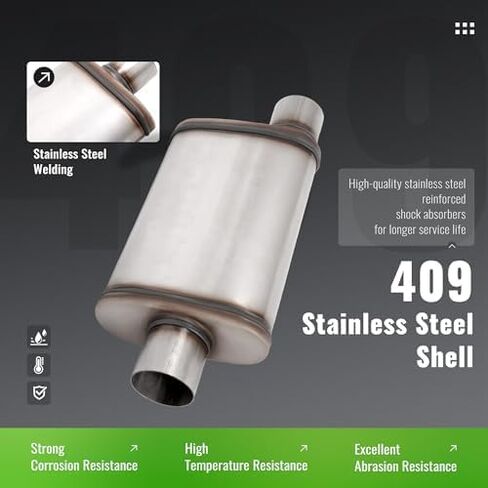 Universal Street Muffler 3" Offset In 3" Center Out Set of 2 409 Stainless Steel Silvery in Saudi Arabia
