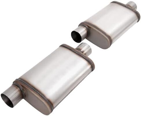 Universal Street Muffler 3" Offset In 3" Center Out Set of 2 409 Stainless Steel Silvery in Saudi Arabia