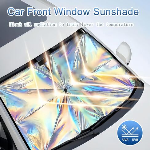 Car Windshield Sun Shade Umbrella, Foldable Sun Visor for Cars, Car Shade Front Windshield with UV Blocking, Heat Blocking Sunshade for Auto Sedan, SUV Windshield, Trucks (59"x33.5") in Kuwait