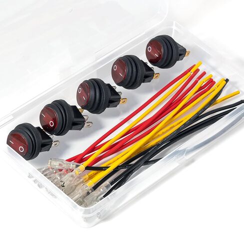 Red Led Lighted Switch Waterproof Toggle 12V 20A Spst 3 Pin Round Rocker Switch for Car Rv Marine Boat (5Pcs) lkelyonewy in Saudi Arabia