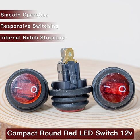 Red Led Lighted Switch Waterproof Toggle 12V 20A Spst 3 Pin Round Rocker Switch for Car Rv Marine Boat (5Pcs) lkelyonewy in Saudi Arabia