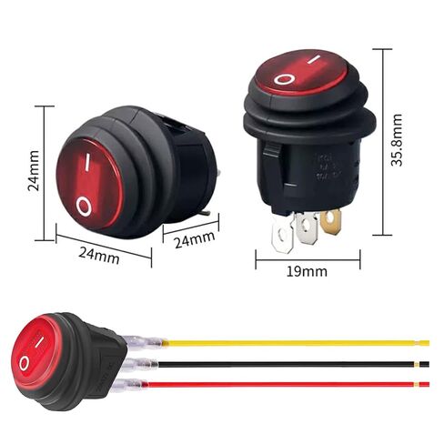 Red Led Lighted Switch Waterproof Toggle 12V 20A Spst 3 Pin Round Rocker Switch for Car Rv Marine Boat (5Pcs) lkelyonewy in Saudi Arabia