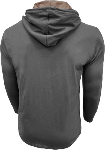 Men’s Henley Hoodie Sweatshirt Button Front Long Sleeve Casual Pullover Warm Layering Top for Fall Winter Outdoor Wear in Saudi Arabia
