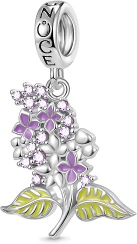 GNOCE Purple Lilac Flower Pendant Charm 925 Sterling Silver Dangle Charms Fit Bracelets/Necklace Jewelry Gift For Women Wife in Saudi Arabia