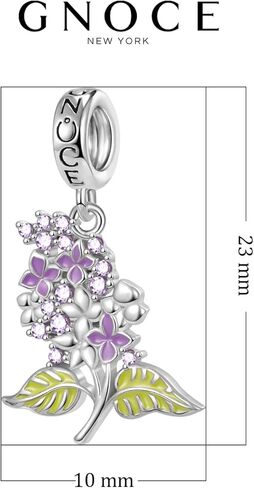 GNOCE Purple Lilac Flower Pendant Charm 925 Sterling Silver Dangle Charms Fit Bracelets/Necklace Jewelry Gift For Women Wife in Saudi Arabia