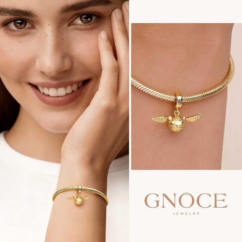 GNOCE Harry Potter Golden Snitch قلادة متدلية سوار للنساء، S925 فضة استرليني متدلية سحر للنساء الزوجة، عيد الحب، مجوهرات عيد الأم in Saudi Arabia