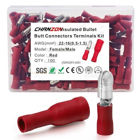 Chanzon 80pcs UL Listed 1/4" Female Spade Connector Quick Disconnect Semi-Insulated PVC - Yellow - 10 11 12 awg Gauge Wire Crimp 6.3mm Terminal 6.3 x 0.8 mm in Saudi Arabia