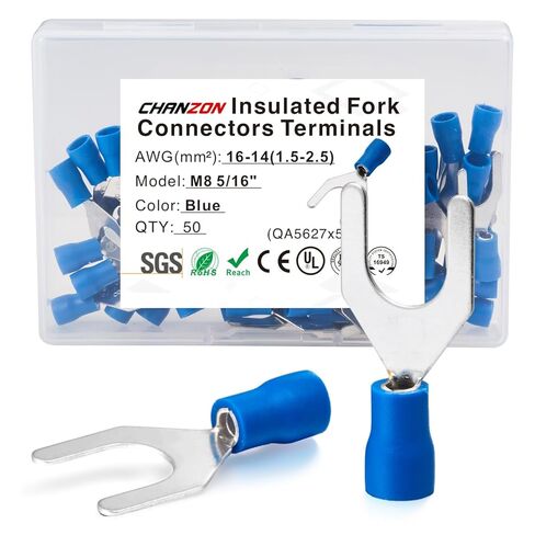 Chanzon 80pcs UL Listed 1/4" Female Spade Connector Quick Disconnect Semi-Insulated PVC - Yellow - 10 11 12 awg Gauge Wire Crimp 6.3mm Terminal 6.3 x 0.8 mm in Saudi Arabia