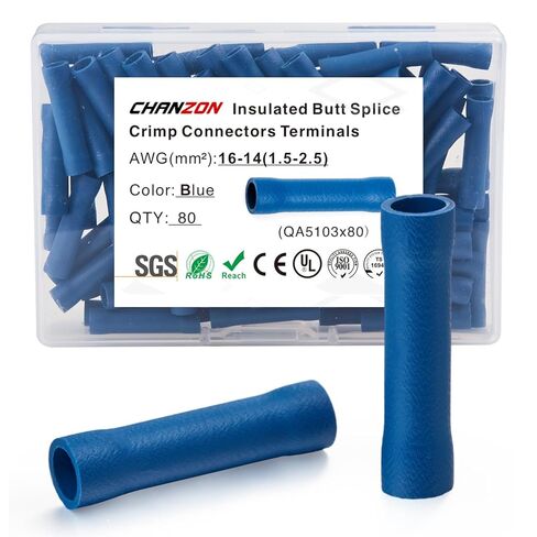 Chanzon 80pcs UL Listed 1/4" Female Spade Connector Quick Disconnect Semi-Insulated PVC - Yellow - 10 11 12 awg Gauge Wire Crimp 6.3mm Terminal 6.3 x 0.8 mm in Saudi Arabia