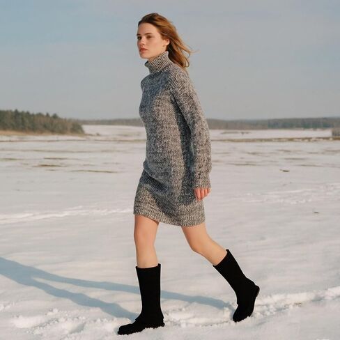 CouieCuies Suede Knee High Boots for Women Black Flats Tall Boot Pull On Fold Over Boots Suede Moccasin Toe Comfortable Dressy Shoes in Saudi Arabia