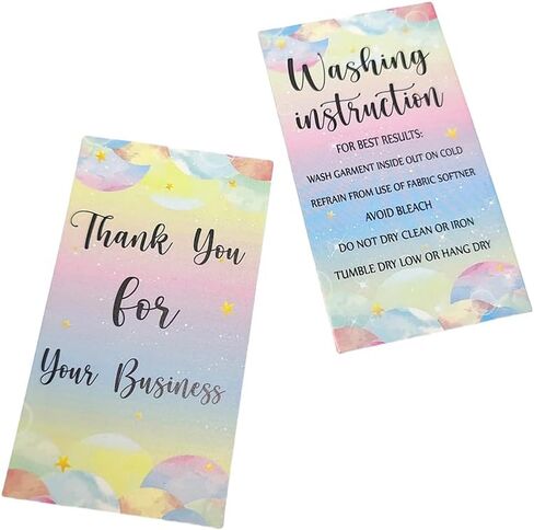 100Pcs T-Shirt Care Instruction Cards 3.5 x 2 Inch Clothing Washing Instructions Card Customer Direction Tags Wash Guide Insert Cards for Small Business Online Shop Owner in Saudi Arabia