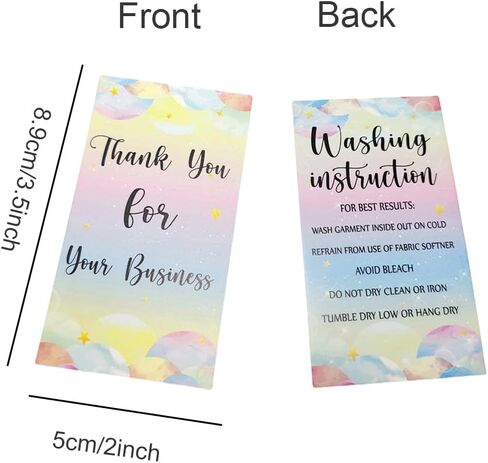 100Pcs T-Shirt Care Instruction Cards 3.5 x 2 Inch Clothing Washing Instructions Card Customer Direction Tags Wash Guide Insert Cards for Small Business Online Shop Owner in Saudi Arabia