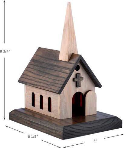 Amish Handcrafted Wood Church Music Box Solid Oak, Amazing Grace, How Great Thou Art, Little Brown Church (Two-Toned Wood, Amazing Grace) in Saudi Arabia