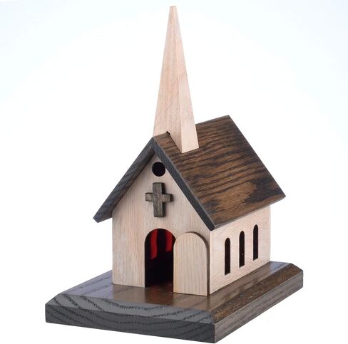 Amish Handcrafted Wood Church Music Box Solid Oak, Amazing Grace, How Great Thou Art, Little Brown Church (Two-Toned Wood, Amazing Grace) in Saudi Arabia