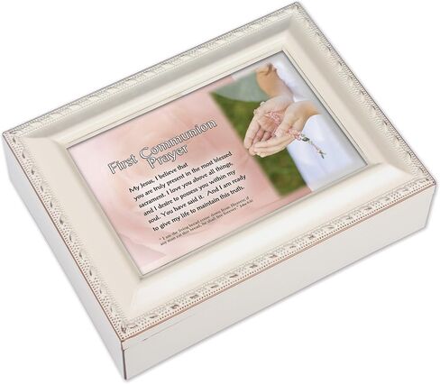 First Communion Prayer Ivory Rope Trim Jewelry Music Box Plays Ave Maria in Saudi Arabia