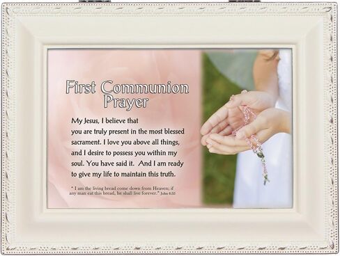 First Communion Prayer Ivory Rope Trim Jewelry Music Box Plays Ave Maria in Saudi Arabia