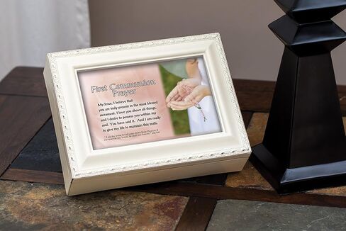 First Communion Prayer Ivory Rope Trim Jewelry Music Box Plays Ave Maria in Saudi Arabia