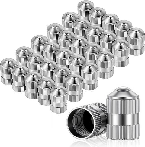 30 Pieces Brass Tire Valve Caps, Round Shape Dust Proof Covers with Rubber O-Ring Seal Stem Covers, Light-Weight Universal Fits for Car Truck Motorcycles Bike and Bicycle in Saudi Arabia